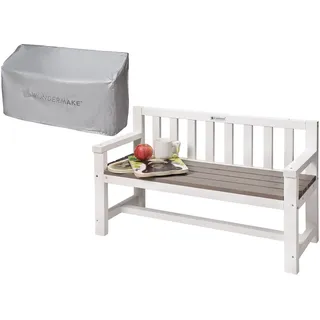 needs&wants wondermake® Design Kinder-Gartenbank aus Holz wetterfest mit Textil-Abdeckung und Lehne, 2-Sitzer Kinderbank Holzbank Parkbank Kinder