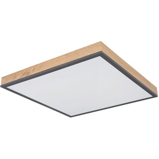 ETC Shop LED Panel Deckenleuchte LED Deckenpanel Bürolampe Decke, Holzoptik graphit, ALU MDF, 24W 1500Lm warmweiß, LxBxH 45x45x6,5 cm