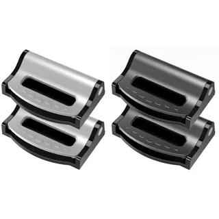 Tadipri Sicherheitsgurt Versteller 4 Stück Sicherheitsgurt Einsteller Universell Auto Gurtversteller rutschfest Einheitsgröße(Schwarz+Silbergrau)