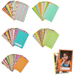THXFUNAREA 100 Stück Mini Bilderrahmen Aufkleber, Film Aufkleber Fotorahmen, Bunte Film Aufkleber Set, Mini Papier-Bilderrahmen, für instax mini 12 film polaroid instax mini film instax mini film