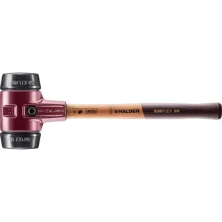 Halder SIMPLEX-Schonhammer mit Gummi-Kompositions-Einsätzen (schwarz) 80G mm