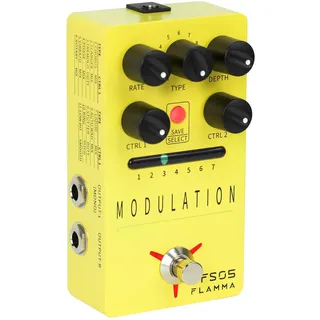 FLAMMA FS05 Multi Modulation Pedal E-Gitarre Stereo Effektpedal mit 7 verstaubaren Steckplätzen 11 Modulationseffekte True Bypass