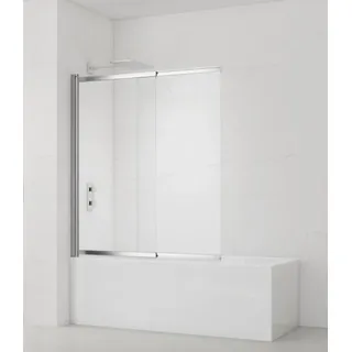 siko koupelny a.s. SAT Badewannenabtrennung 2-teilig Schiebesystem 140 x 120 cm Sicherheitsglas Easy Clean, Chrom glänzend