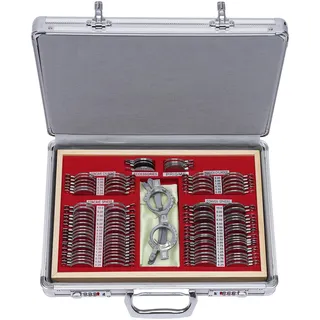 104Pcs Trial Lens Testlinsen Set, Optisches Testlinsen Set mit Sphärische und zylindrische Linsen, Metallfelge Fall Testrahmen Optometrie Kit für Optiker