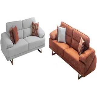 Weißer Dreisitzer Stilvolle Orange Polstercouch Wohnzimmer Sitz-Set