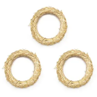 DekoPrinz DekoPrinz® Strohkränze, 3 Stück | ø 25 cm Durchmesser | 4 cm Stärke | Strohrömer, Türkranz, Deko-Kranz, Kranz-Rohling, Strohring