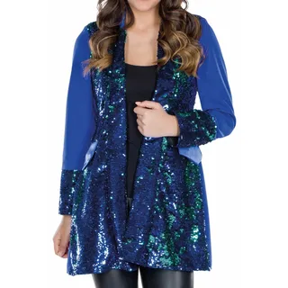 Paillettenjacke Gehrock mit Pailletten Damen blau Glitzerjacke Karneval Fasching - 42