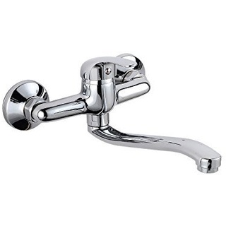 Wandarmatur Armatur für die Wand Einhandmischer mit Auslauf kurz 15cm Chrom