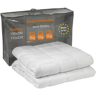 sleepling Gewichtsdecke 135x200, 4 kg, Therapiedecke Erwachsene, Entspannungsdecke gegen Stress und Schlafstörungen, Weighted Blanket, schwere Decke mit Glasperlenfüllung, Made in EU