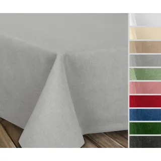 Beautex Tischdecke Fleckenabweisende bügelfreie Tischdecke mit Lotuseffekt, Leinenoptik (1-tlg) grau|silberfarben Eckig | 110 cm x 140 cm