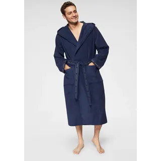 Bruno Banani Herrenbademantel BRUNO BANANI "Danny, Normallänge & Überlänge, auch in extra lang, Hotelbademantel" Gr. XXL, blau (marine), L:125cm, Walkfrottee, Hausmäntel, mit Logostreifen, Herren Bademantel aus 100% Baumwolle, S-4XL
