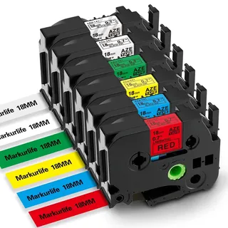 Markurlife Kompatibel mit Brother 18mm TZe-241 TZe-141 TZe-441 TZe-541 TZe-641 TZe-741 P touch Bänder TZ Tape TZe 18mm 0.7 Schriftband für Brother PTouch PT-D400 P710BT D400VP D600VP P750W D450VP P700