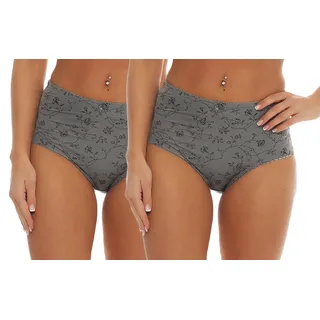 2 Stück Microfaser Taillen-Slips silbergrau Grösse 48/50 damen slip geblümter schlüpfer panty blumen damenslips microfaser slips streublümchen rioslip spitze damen damenslips baumwolle - 48-50