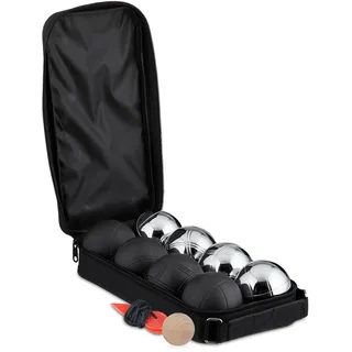Relaxdays Boule Kugeln im Set schwarz/Silber
