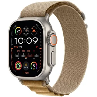 GPS + Cellular 49 mm Titangehäuse natur, Alpine Loop Armband mandel L