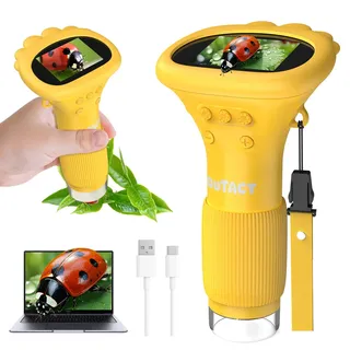 OUTACT Digital Microscope für Kinder, Mikroskop Handy mit 8 Einstellbaren LED Lichts,50-1000x Digitales Mikroskop mit Einstellknopf,Tragbares Kindermikroskop mit 4 Einstellungsebenen, mit Foto