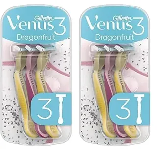 Gillette Venus 3 Dragonfruit Einwegrasierer Damen, 3 Damenrasierer mit Komfortklingen (Packung mit 2)