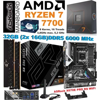 Aufrüstkit AMD Ryzen 7 7700 ASRock X670E PRO RS WIFI 32GB DDR5 6000MHz Bundle