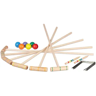 Relaxdays Krocket Spiel, 6 Spieler, Kinder & Erwachsene, Komplettset mit Tasche, Croquet Set Holz, Schläger, Mehrfarbig