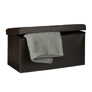 Relaxdays Sitzbank mit Stauraum Kunstleder Braun