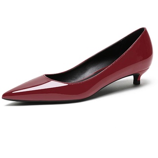 EDEFS Damen Basic Pumps,Kitten-Heel Schuhe,Elegante Pumps,Low Heel Burgundy Pumps Größe 43 - 43 EU