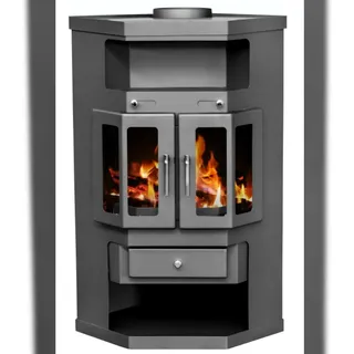 Panama2 Eck-Kaminofen mit Flügeltüren 9 kW