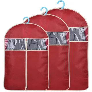 STTC Hochwert Kleiderhüllen mit Reißverschluss, 3er-Set Wasserfest Staubdicht Kleidersäcke Perfekter Schutz auf Reisen,Rot,60 * 88cm