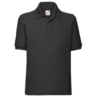 FRUIT OF THE LOOM KIDS 65/35 POLO - Unisex Poloshirt für Kunder in versch. Farben und Größen, schwarz, 164