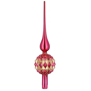 INGE-GLAS Christbaumspitze Glas 31cm D=8cm - glänzend & mit Ornamenten - Weihnachtsbaumspitze für Weihnachtsbaum - Christbaumschmuck & Weihnachtsbaumschmuck Rosa Gold - Gentle Pink