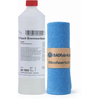 BADfabrik24 Fauch Brennwertkesselreiniger Nr. 8120 Flasche 1000 ml + Mikrofasertuch,