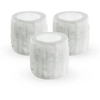 Nklaus 3X Selenit Teelichthalter 6×6 cm – Handgefertigte Kerzenhalter aus Heilstein, ideal für Meditation, Reiki & Deko, sorgt für beruhigendes Licht & Harmonie