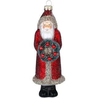 Inges Magic & Goodz Christbaumschmuck Glas 15cm Weihnachtsmann Figur zum Aufhängen Handbemalt Weihnachtsbaum Anhänger Weihnachten Weihnachtsbaumschmuck Nikolaus Rot Gold