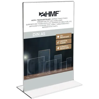 HMF 46921 Acryl Tischaufsteller DIN A5 Hochformat Glasklar