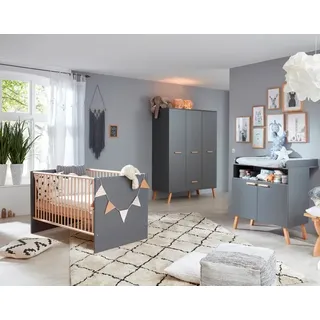 trendteam Babyzimmer-Set Mats 3tlg. Dekor Grau