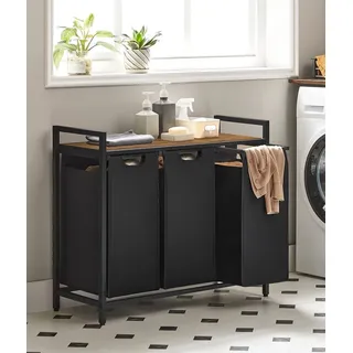 Songmics VASAGLE 3 Fächer, mit Ablage, ausziehbar abnehmbar, 3 x 38 L, Schwarz - Schwarz