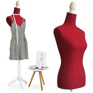 Relaxdays Schneiderpuppe, 36/38, Weiß,Rot