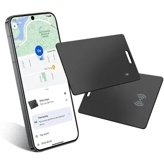 Android Wallet Tracker Karte - Ultradünner IP68 wasserdichter Tracker für Geldbörse & Koffer, kabelloses Laden, 80m Reichweite, kompatibel mit Google Find Hub (Nur Android)