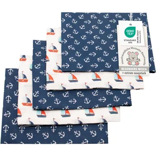 ZOLLNER 5er Set Musselin Spucktücher in 80x80 cm aus Baumwolle - weiche und hautfreundliche Mulltücher in weiß und blau - mit Geschenkbox - waschbar bis 60°C - Oeko Tex® Zertifiziert