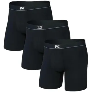 SAXX Essential Cotton Boxer Brief Fly schwarz S 3er Pack