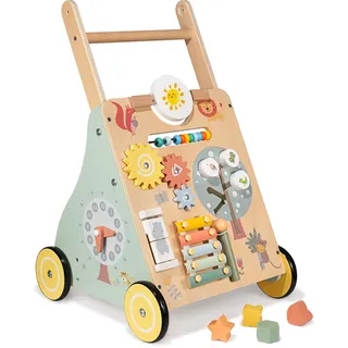 Baby Lauflernwagen Holz, Lauflernhilfe zum Holz, Montessori Spielzeug Multifunktion, Holzspielzeug Baby, Baby Walker Spielzeug für Kinder, Geschenk für Jungen und Mädchen