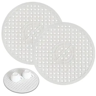 OUTALIZ Spülbeckenmatte 2 Stück Runder Waschbeckeneinsatz 31 x 31 cm Weiß Gummi Spülbeckenmatte Gummi Spülbeckeneinlage Gummi Rund