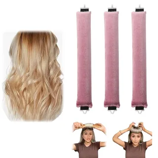 3 Stück lockenwickler über nacht locken ohne hitze heatless curls, overnight blowout heatless blowout heatless curls band, Lockenwickler Groß für Alle Haartypen (Rosa)