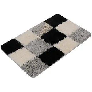 Hecto Badezimmermatte rutschfest 50X80Cm Schwarz, Weiß, Grau Rechteck Badematte rutschfest,Badezimmerteppich Absorbent,Badematte Washable for Bathroom,Schnelltrocknende Badvorleger