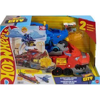Mattel Hot Wheels City Ultimativer 2-in-1 Drachen Transporter