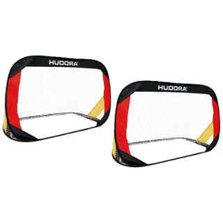 Hudora 76944 - Pop Up Fußballtor (2er Set), schwarz/rot/gold, Maße: 120x80x80cm
