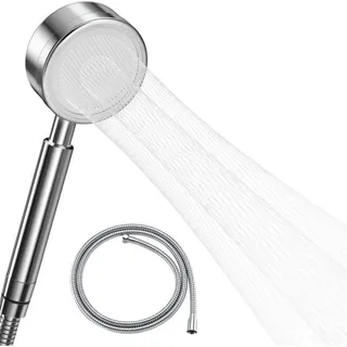 Alovez - Hochdruck-Duschkopf mit 1,5 m Schlauch, Badezimmer-Duschkopf aus Edelstahl 304, wassersparend, einfache Installation, konische Sprühmethode