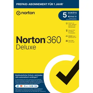 NortonLifeLock Norton 360 Deluxe 50 GB 5 Geräte 1 Jahre ESD ML Win Mac Android iOS