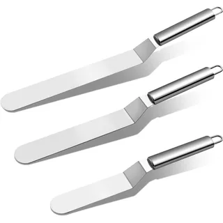 miuse Winkelpalette Torte 3 Stück Streichpaletten für Torten, Winkelpalette Set Edelstahl zum Backen, Torten selber machen, Tortendekoration aus Fondant
