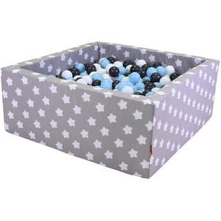 Knorrtoys Bällebad soft grey white stars eckig inkl. 100 Bälle creme/grey/lightblue