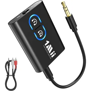 1Mii ML300 Bluetooth 5.3 Adapter für TV und Kopfhörer, 2-in-1 Sender Empfänger, Bluetooth Transmitter mit Dual Link, aptX Adaptive/HD Low Latency, 3,5mm Klinke AUX für Stereoanlage